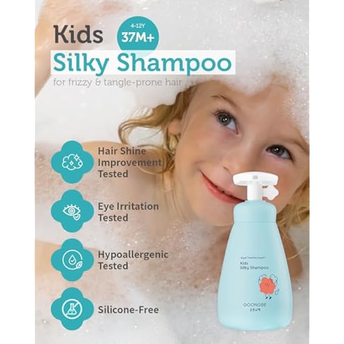 goongbe KIDS' SILKY SHAMPOO - KOREAN KIDS HAIR SOFTENING SHAMPOO - SHINY AND GLOSSY HAIR FOR WEAK, FRIZZY AND TANGLE PRONE HAIR - LOW PH & SILICONE-FREE FORMULA - ALLERGEN FREE SCENT, 10.1 FL.OZ. - Image 3