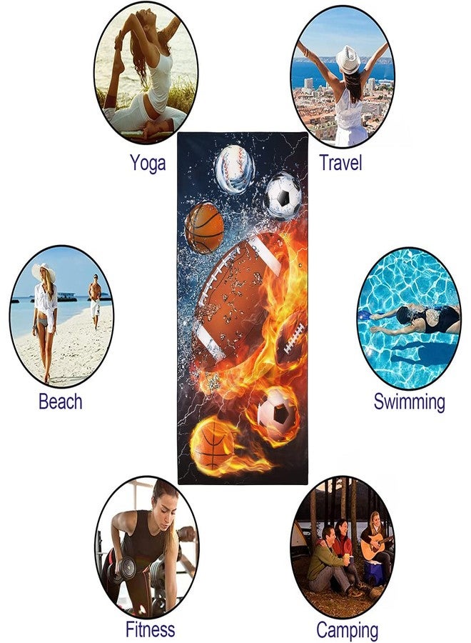 SXCHEN Beach Towel Oversized 36"x72" Thin Lightweight Extra Large Absorbent Quick Dry Sand Free Plush Cool Hawaiian Print Summer Football Baseball Soccer Basketball Water and Fire Sports - Image 5