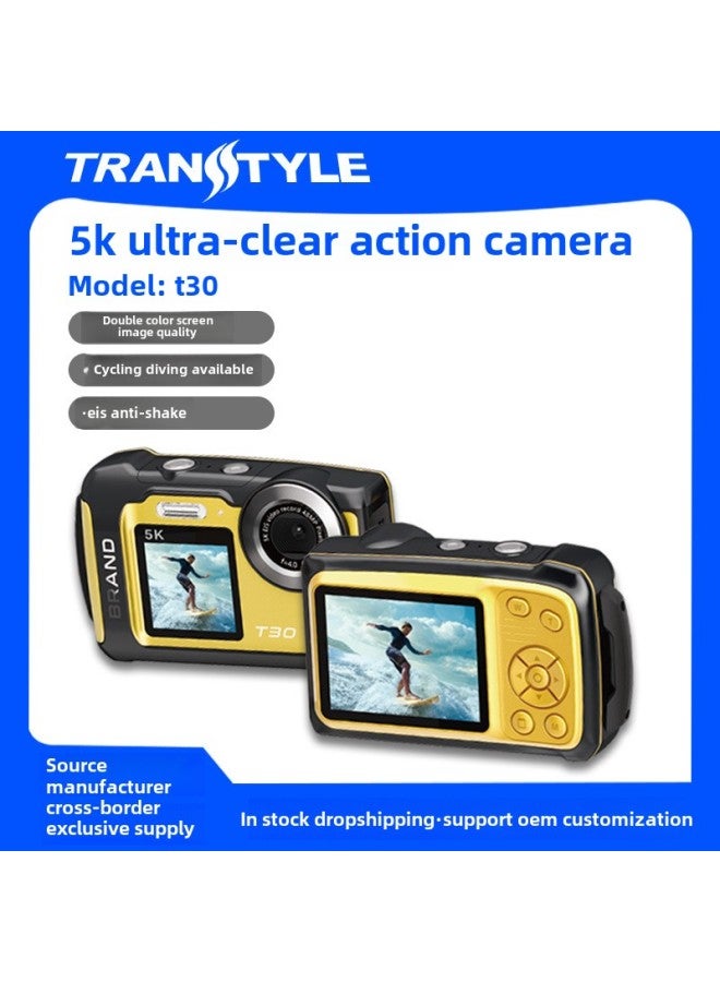 4K Digital Camera Dual Screen Waterproof Camera HD Anti-shake Head Wear Riding Outdoor Sports Camera Camera-Color:Dark Gray  - Image 2