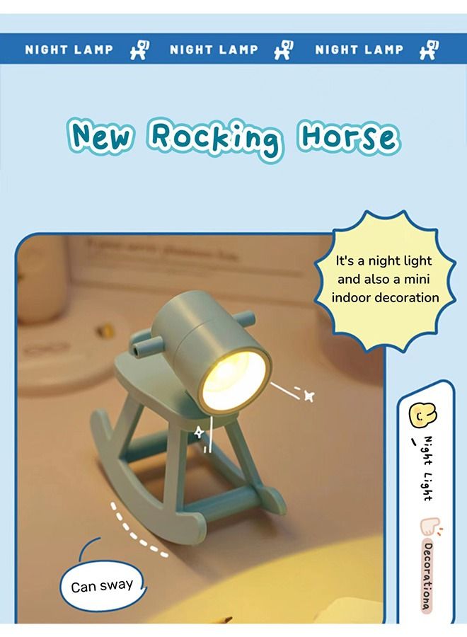 Mini Night Light LED Trojan Horse Light Eye Protection Table Lamp Home Room Decor Desk Lamp Portable for Children Student Room Desk Nursery Blue - Image 2