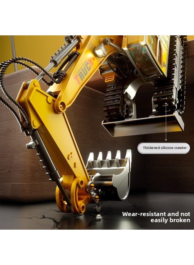 Children's Alloy Remote Control Excavator Boy Car Simulation Car Toy Electric Excavator Engineering Car Excavator Model-Color:15-pass Excavator 【yellow】-Proportion:Four Electric Version - Image 3