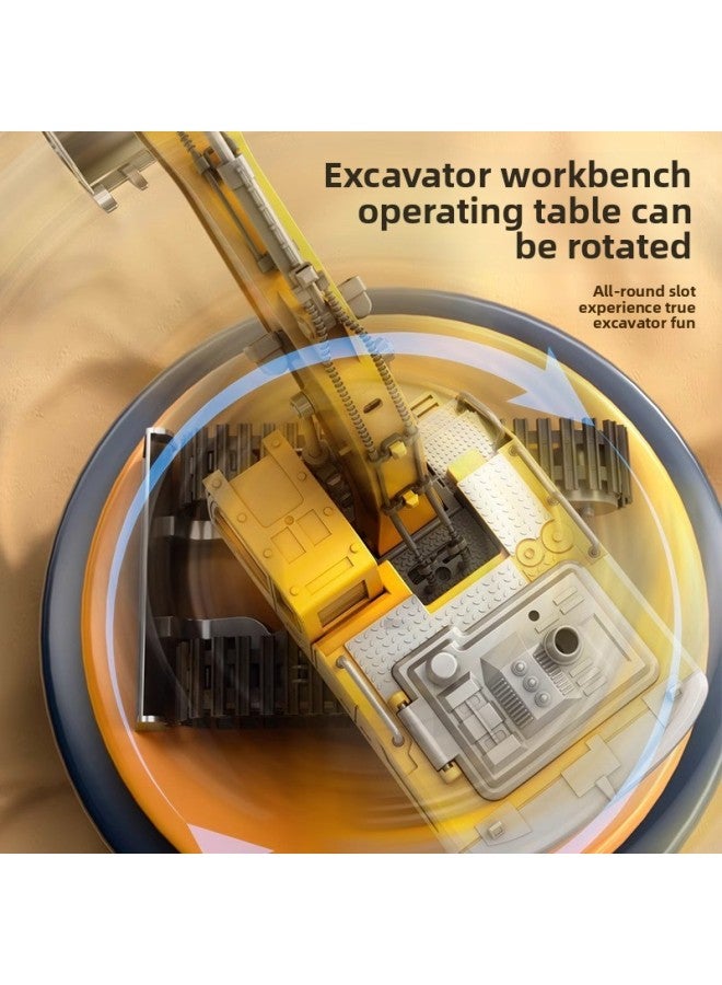 Children's Alloy Remote Control Excavator Boy Car Simulation Car Toy Electric Excavator Engineering Car Excavator Model-Color:15-pass Excavator 【yellow】-Proportion:Four Electric Version - Image 4