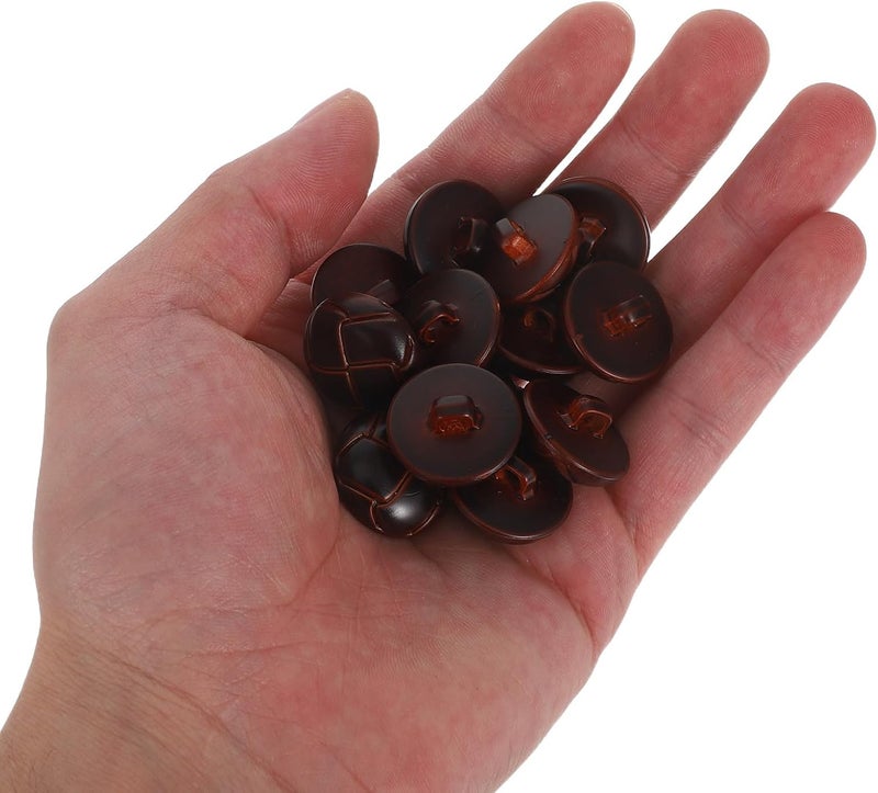 100pcs Vintage Glossy Red Coffee Round Mushroom Buttons 20mm Plastic Fasteners for Coats Jackets Overcoats Sewing Crafting - Image 4