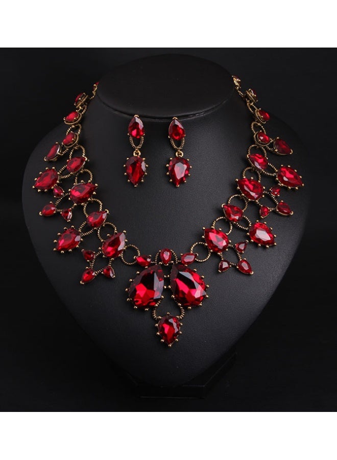 NIBEMINENT Vintage Crystal Glass Gem Short Choker Necklace