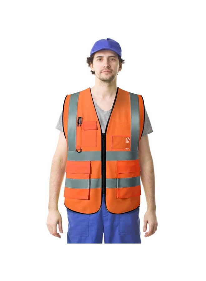 Custom Safety Vest with Name Tag – High Visibility Reflective Vest with Zipper and Pockets for Men & Women – Personalized Workwear - Image 2