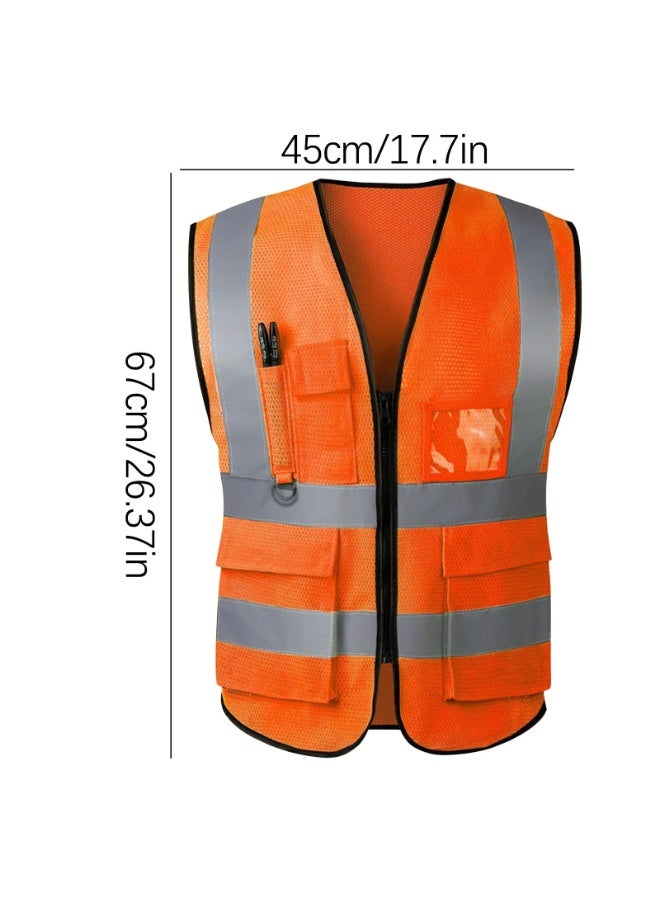 Custom Safety Vest with Name Tag – High Visibility Reflective Vest with Zipper and Pockets for Men & Women – Personalized Workwear - Image 5