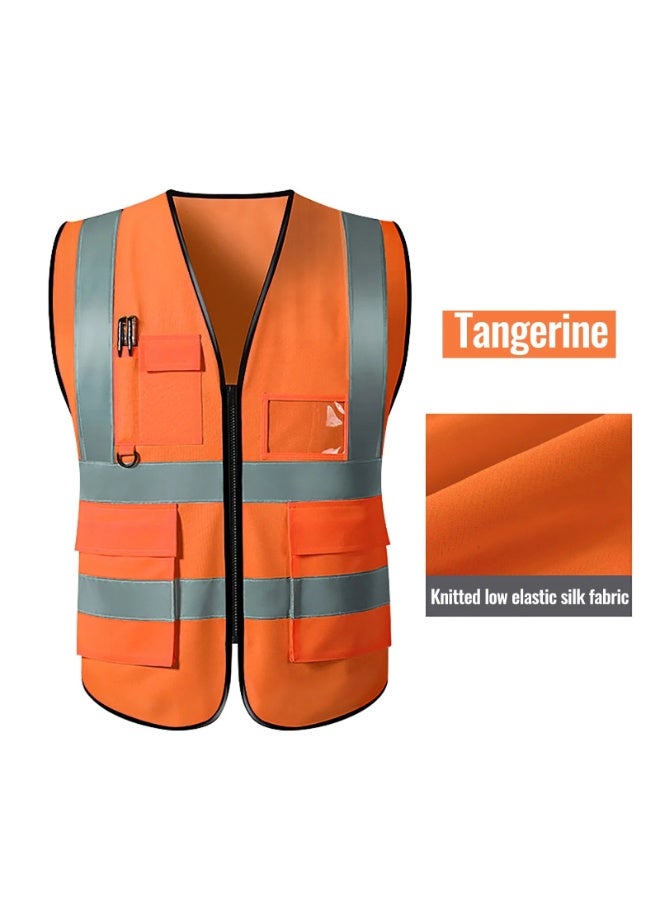 Custom Safety Vest with Name Tag – High Visibility Reflective Vest with Zipper and Pockets for Men & Women – Personalized Workwear - Image 3