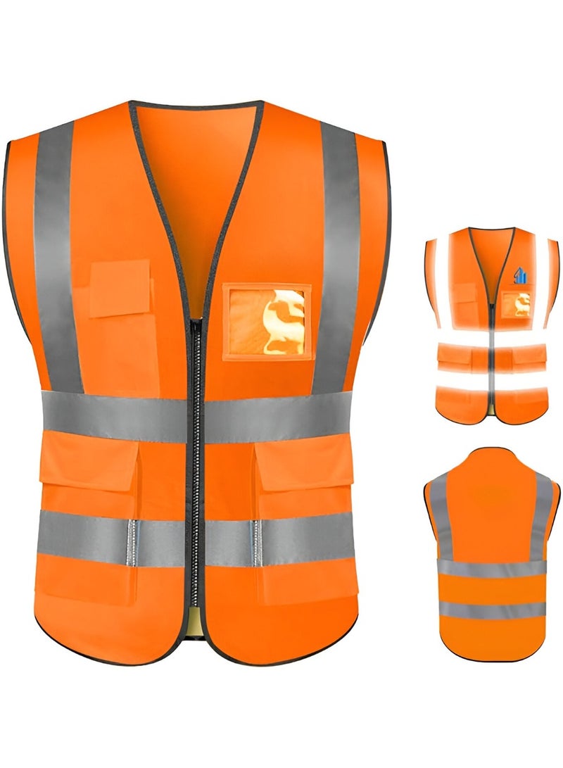 Custom Safety Vest with Name Tag – High Visibility Reflective Vest with Zipper and Pockets for Men & Women – Personalized Workwear - Image 1