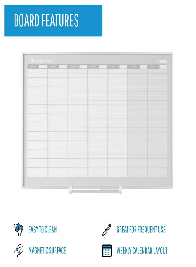 MasterVision Magnetic Dry Erase Weekly White Board Planner, Wall Mounting, Sliding Marker Tray, 24" x 36", Aluminum Frame,Gold - Image 3