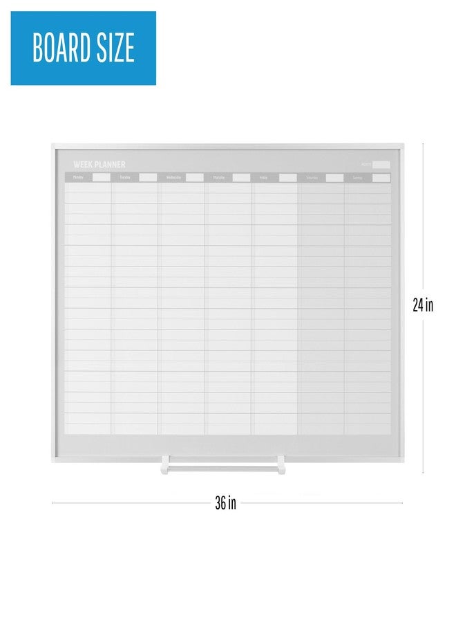 MasterVision Magnetic Dry Erase Weekly White Board Planner, Wall Mounting, Sliding Marker Tray, 24" x 36", Aluminum Frame,Gold - Image 2