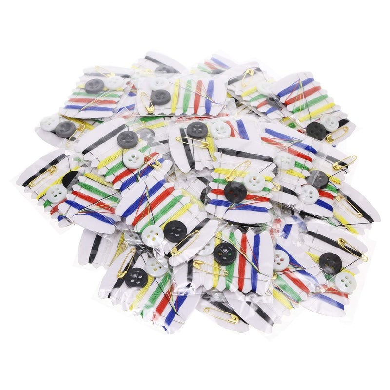 Daily Crafts Daily Crafts Small Simple Handy Travel Mini Sewing Kits Thread Repair Emergency Kit with Needles Threads Button Safety Pin for Gift Home Hotel Amenities Necessities 100 pcs 