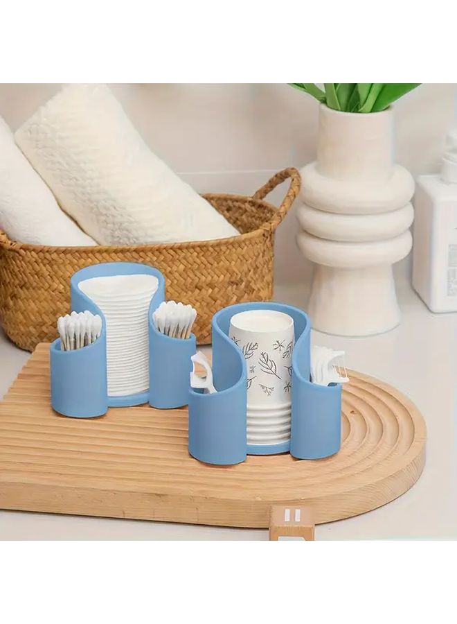 Blue Swab Organizer Makeup Remover Storage Box With Lid Double Hole Cosmetic Pad Jar - Image 5