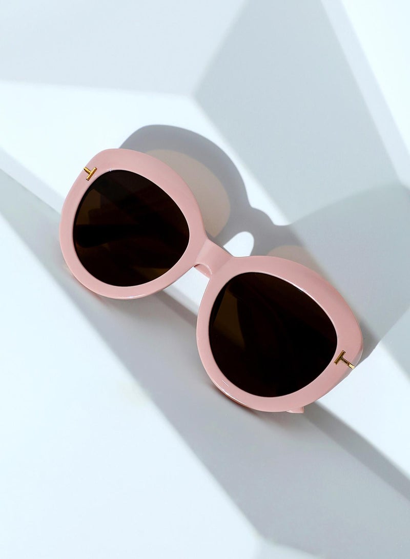 Haute Sauce The Chunky Block Oversized Sunglasses - Blush Pink - Image 1