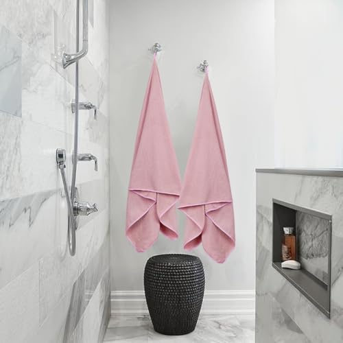 Fezora® Microfiber Contler Towels for Bath | Towels for Bath Large Size Bath Towel - Soft & Absorbent | 320 GSM | 1 Piece Bath Towel for Men/Women | 70 cms x 140 cms (Light Pink) - Image 3