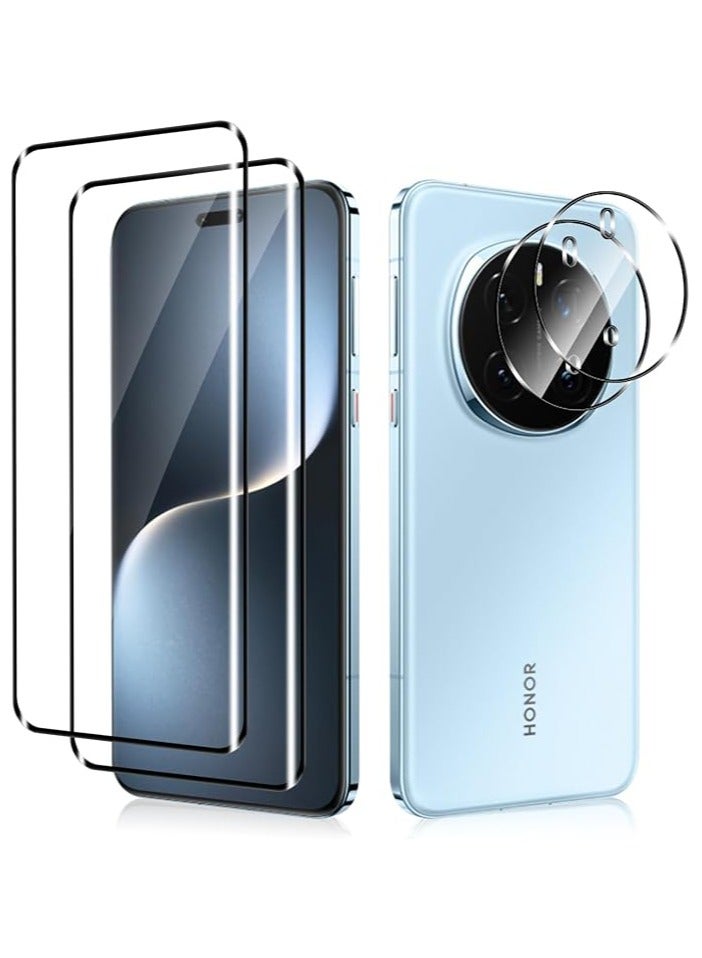 General 2 Pack Screen Protectors and 2 Pack Camera Protectors Compatible Honor Magic 7 Pro 5G Tempered Glass Screen Protectors Camera Protection Protective Glass 9H Hardness Honor Magic 7 Pro 5G Screen Protectors  - Image 1