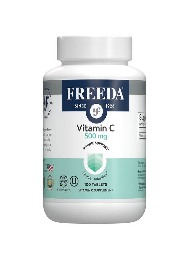 Freeda Vitamin C Vegan Vitamin C 500Mg Kosher Powerful Antioxidant Immune Support Easy To Swallow Vitamins C Tablets As Ascorbic Acid Pure Vitamin C 500 Mg Vit C Supplement (100 Count)  - Image 1