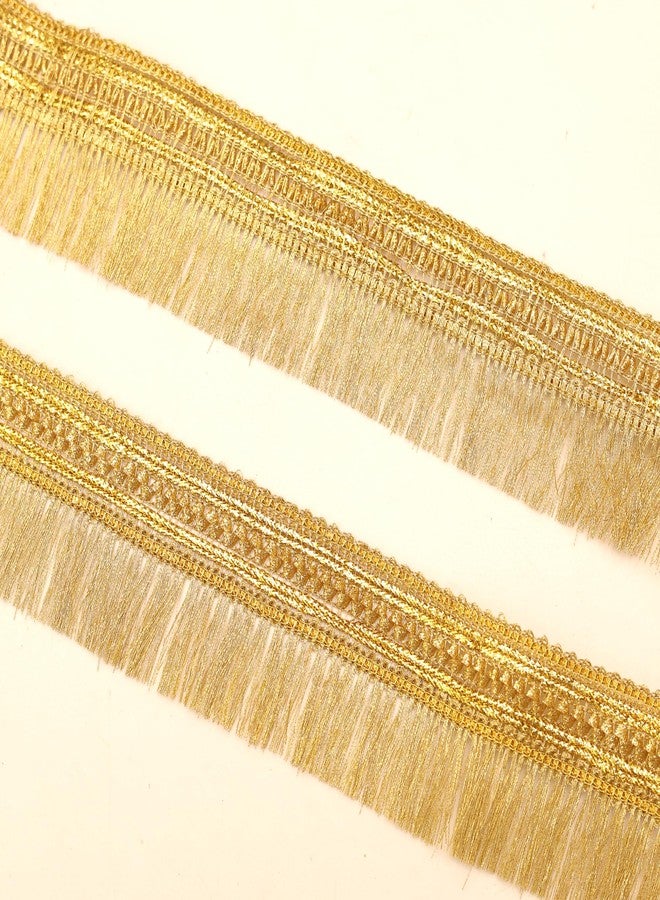 EmbroideryMaterial 4.5 CM Width Fringe/Latkan/Kiran Patti Lace for Saree Border, Dress Designing, Blouse, Kurti, Dupatta, Embroidery, DIY & Craft (Gold, 18M/Roll) - Image 5