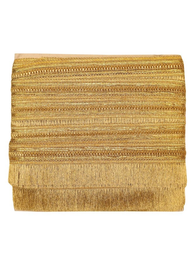 EmbroideryMaterial 4.5 CM Width Fringe/Latkan/Kiran Patti Lace for Saree Border, Dress Designing, Blouse, Kurti, Dupatta, Embroidery, DIY & Craft (Gold, 18M/Roll) - Image 1