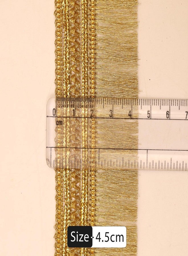 EmbroideryMaterial 4.5 CM Width Fringe/Latkan/Kiran Patti Lace for Saree Border, Dress Designing, Blouse, Kurti, Dupatta, Embroidery, DIY & Craft (Gold, 18M/Roll) - Image 3