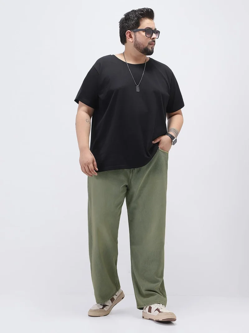 Urbano Fashion  Urbano Plus Men's Light Grey Loose Baggy Fit Heavy Washed Jeans Non-Stretchable  | Best Price UAE