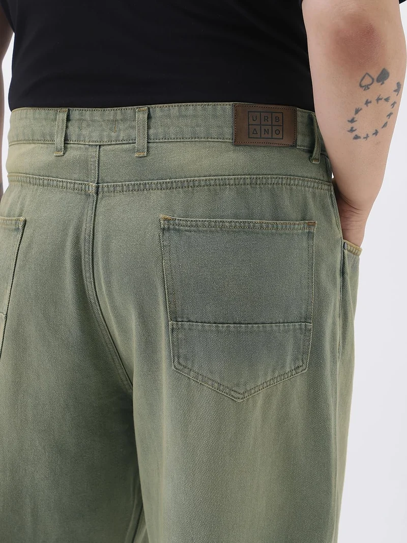 Urbano Fashion  Urbano Plus Men's Light Grey Loose Baggy Fit Heavy Washed Jeans Non-Stretchable  | Best Price UAE