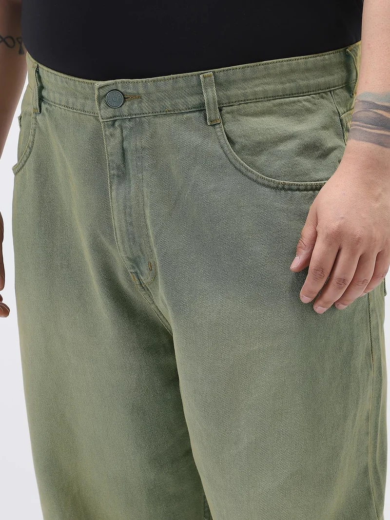Urbano Fashion  Urbano Plus Men's Light Grey Loose Baggy Fit Heavy Washed Jeans Non-Stretchable  | Best Price UAE