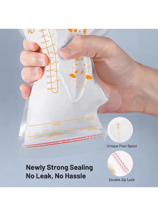 xppier Breastmilk Storage Bag, Disposable Milk Storage Bag for Breastfeeding, No-Leak Milk Freezer Storage Pouches, 200ml / 250ml - Image 3