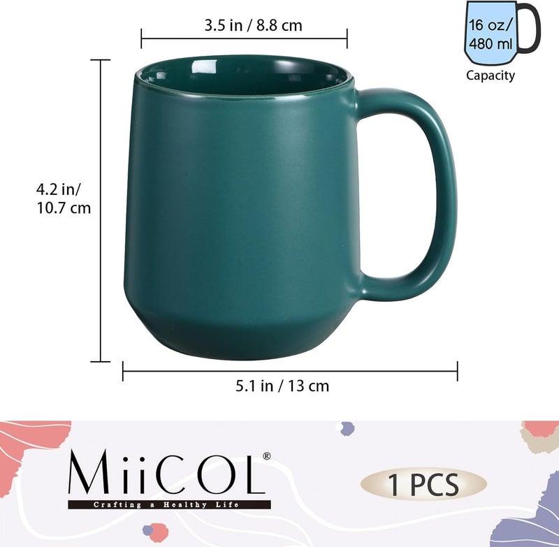 Miicol 16 oz / 455 ml Large Ceramic Coffee Mug, Tea, Mulled Drinks Cup, Gift for Office Staff or Home Using, Microwave and Dishwasher Safe, Frosted Surface, Turquoise - Image 3