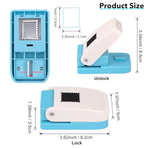 CYFUN DESIGN 1x0.8inch Rectangular Postage Stamp Punch, Stamp Shape Hole Puncher for Crafts, Portable Lever Action Rectangle Scalloped Edge Paper Craft Punches for Crafting DIY Scrapbooking, Card Making Handmade - Image 3