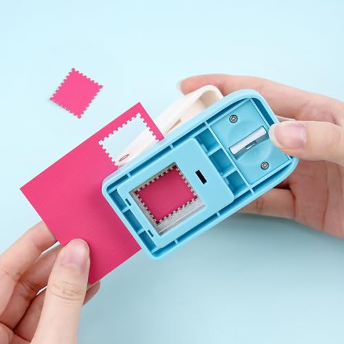 CYFUN DESIGN 1x0.8inch Rectangular Postage Stamp Punch, Stamp Shape Hole Puncher for Crafts, Portable Lever Action Rectangle Scalloped Edge Paper Craft Punches for Crafting DIY Scrapbooking, Card Making Handmade - Image 2