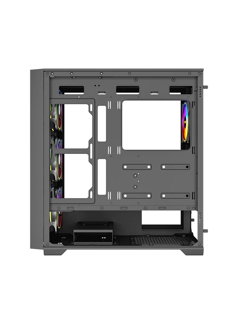 Twisted Minds Storm Rider-04 Mid Tower Gaming Case for PC, EATX/ATX/MATX/Mini-ITX Support, 3 Pre-Installed Fans, 10 Fan Capacity, Tempered Glass Side Panel, Magnetic Dust Filters - Black Black - Image 5