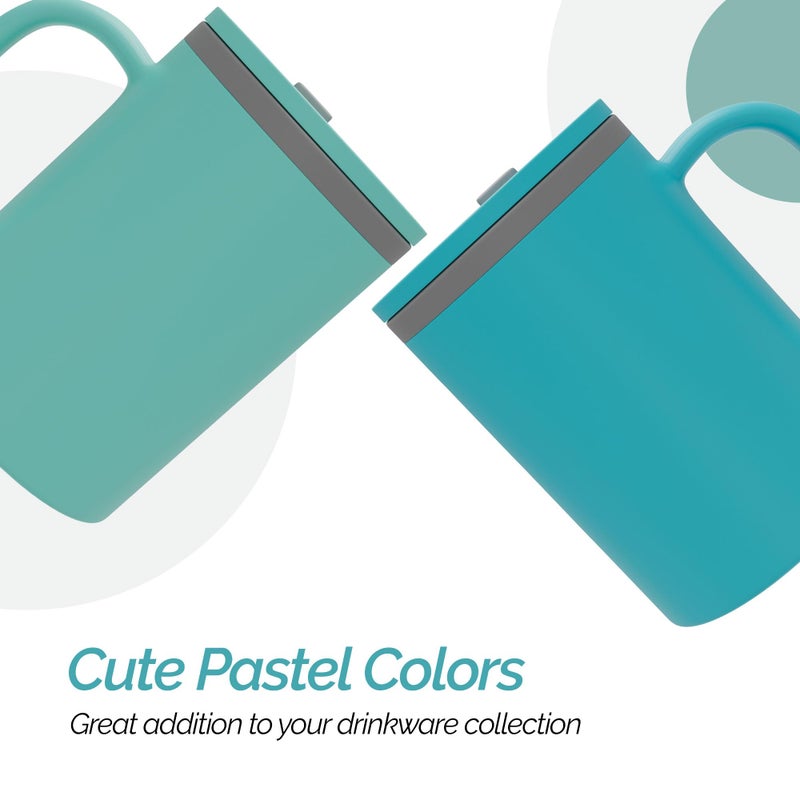 Copco Iconic 16oz Double Wall Insulated Desk Mug with Lid and Handle, Set of 2, BPA-Free Reusable Plastic, Spill-Proof, Microwave & Dishwasher Safe, Wide Mouth, Cup Holder Friendly (Aqua/Mint) - Image 4
