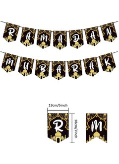 AUTOYSUR Ramadan Mubarak Decorations for Home, Ramadan Sign with Hanging Backdrop Banner for Wall Party Supplies Gold Black  - Image 5