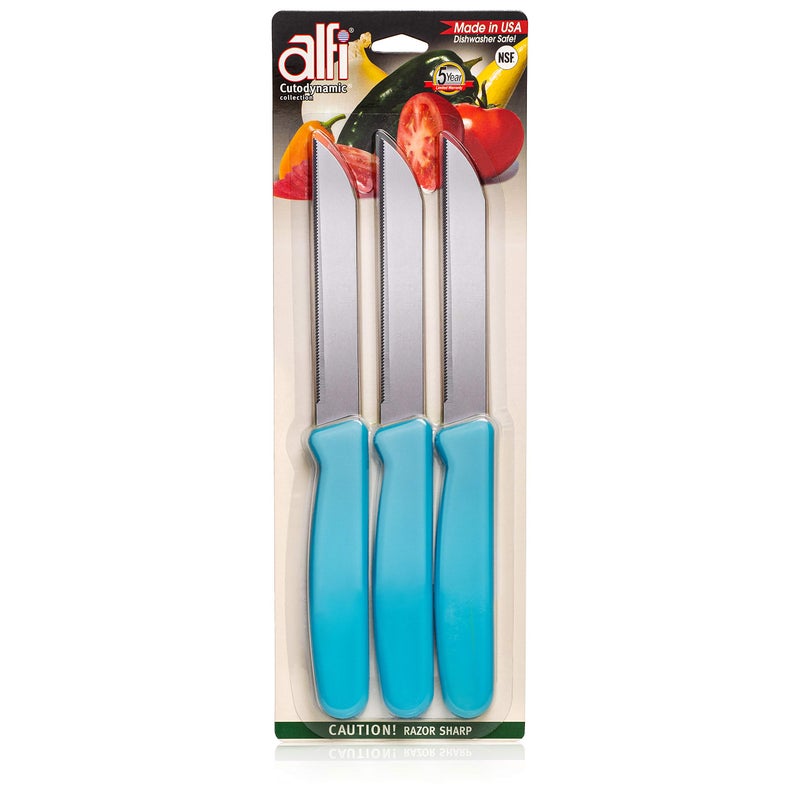 Alfi AllPurpose Knives Aerospace Precision Pointed Tip  Home And Kitchen Supplies  Serrated Steak Knives Set  Made in USA Bahama Blue