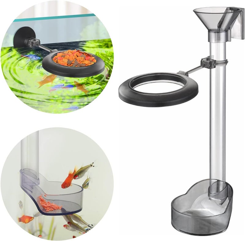 UPETTOOLS Shrimp Feeding Dish Set, Aquarium Fish Feeder Tube Kit Clear Durable Fish Shrimp Feeding Tube with Feeding Ring, Cleaning Brush for Fish Tank - Image 1