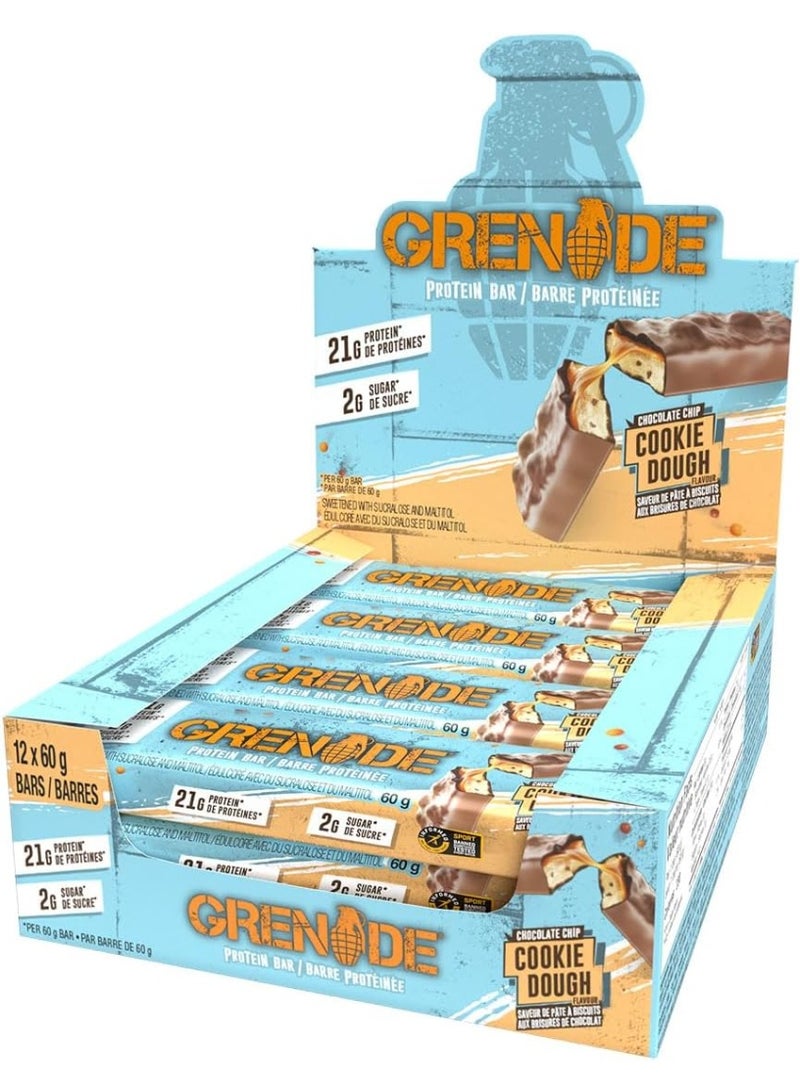 Grenade High Protein Bar Chocolate Chip Cookie Dough 12x60g - Image 1