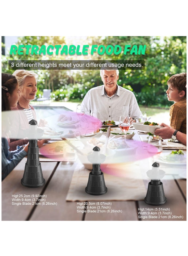 Portable Food Fan with Aroma Diffuser, Holographic Blade, Adjustable Height, and Fly Repeller Function for Indoor and Outdoor Use - Perfect for Picnics and Dining Tables.