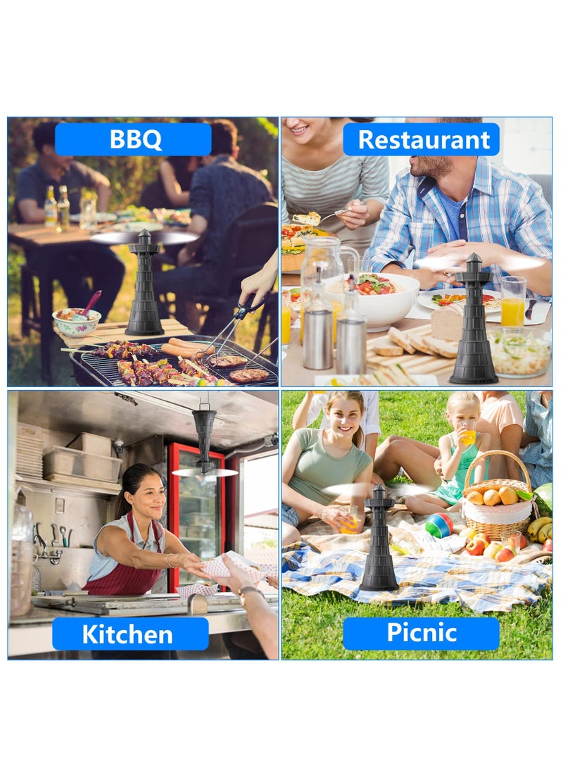 Portable Food Fan with Aroma Diffuser, Holographic Blade, Adjustable Height, and Fly Repeller Function for Indoor and Outdoor Use - Perfect for Picnics and Dining Tables.