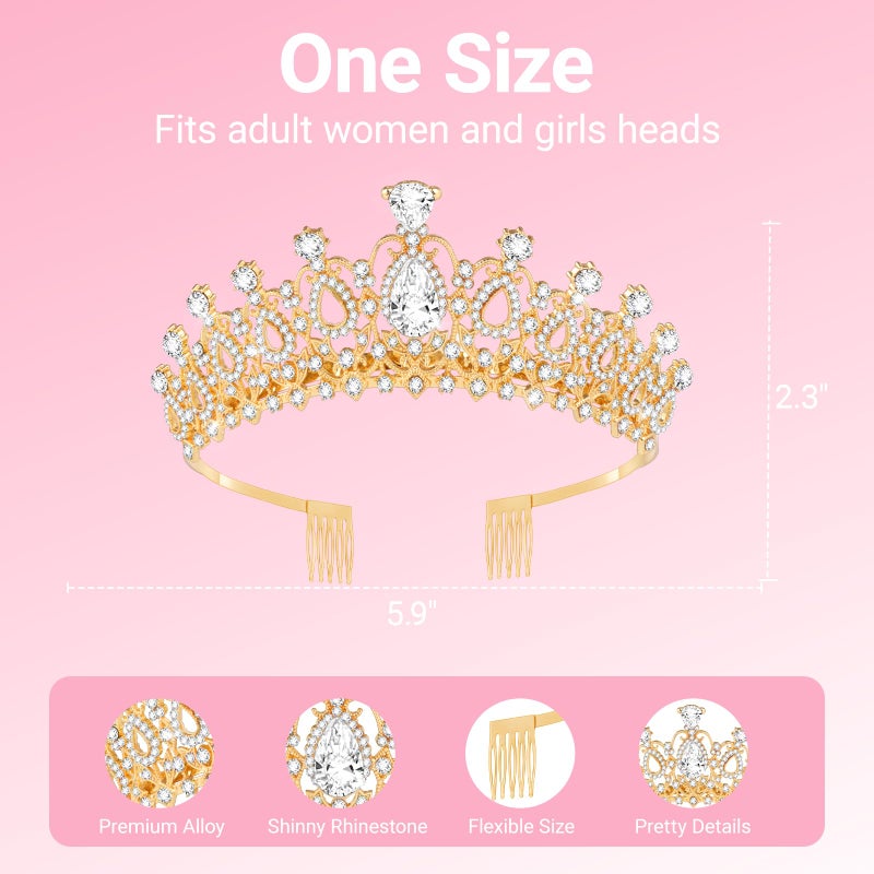 Papoopy Tiara Crown for Women, Headband Hair Accessories for Birthday Wedding Party Costume - Image 2