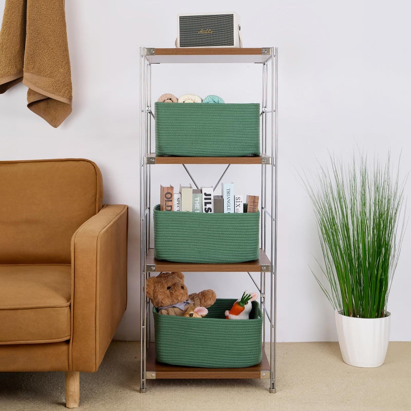 MiniArk Large Storage Baskets for Shelves, Closet Organizers Bins for Clothes Blanket Towels, Baby Nursery, Toy Baskets Box, Woven Rope Baskets, 17 x 13 x 7.5â€, 2 Packs Green - Image 4