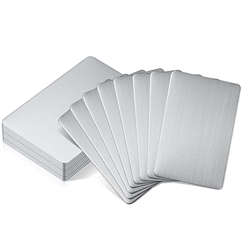 Yunsailing 12 Pieces 304 Stainless Steel Metal Business Cards Blank Steel Laser Engraving Stainless Cards for House Office Customer DIY Gift Plate, 86 x 54 mm(0.5 mm) - Image 1