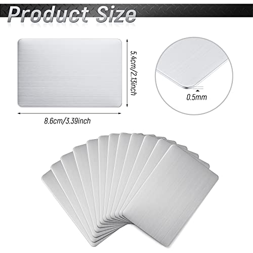 Yunsailing 12 Pieces 304 Stainless Steel Metal Business Cards Blank Steel Laser Engraving Stainless Cards for House Office Customer DIY Gift Plate, 86 x 54 mm(0.5 mm) - Image 2