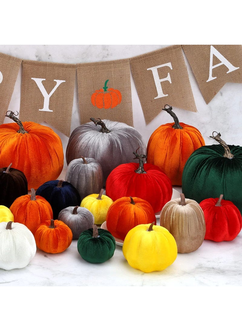 Gresorth Gresorth 8pcs Assorted Size Fake Handmade Mix Color Velvet Pumpkins Artificial Fall Harvest Halloween Decoration for Home Kitchen Farmhouse Thanksgiving Wedding Festival  - Image 5