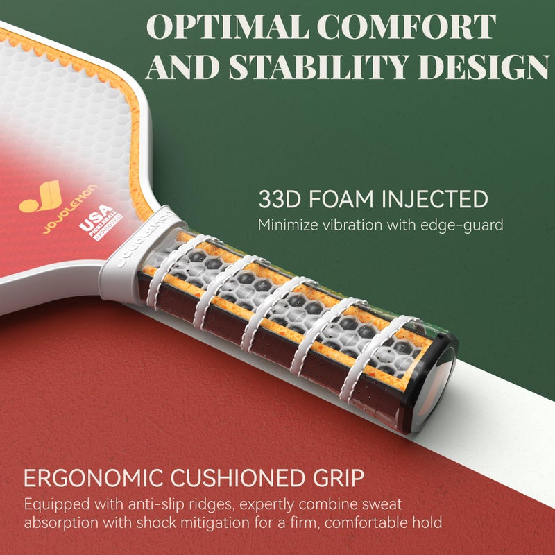 JOJOLEMON Pickleball Paddles, Hybrid Carbon Fiber & Kevlar Rackets with 16mm Polymer Honeycomb Core, Designed for Ultimate Spin & Precise Control - USAPA Approved - Image 4