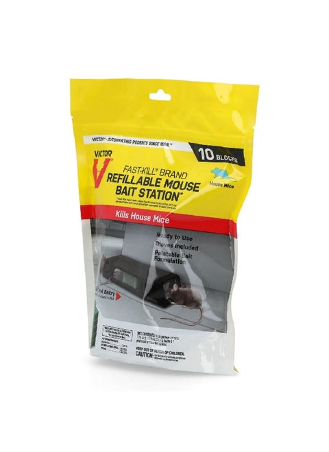 Fast-Kill 10-Block Refillable Mouse Bait Station Black