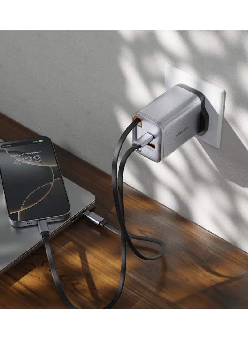 GREEN LION GaN Premium UK Plug Wall Charger 67W - Gray  - Image 2