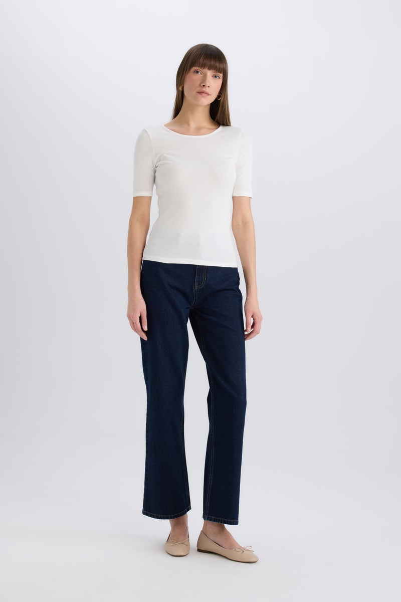 ديفاكتو تيشيرت بيزك نص كم سليم فيت مضلع برقبة مستديرة - Image 2