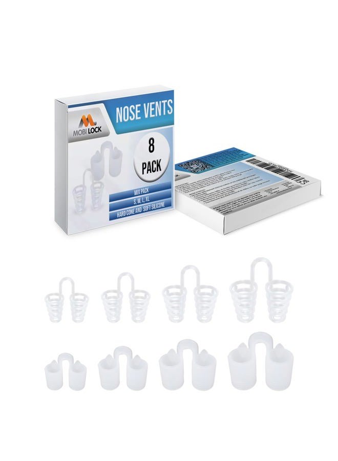 Mobi Lock Hard Silicone Vents Simple Sleeper Solution Premium Nose Relief Nasal Dilator (Pack of 12 - Small - Soft Cone Silicone) - Image 1