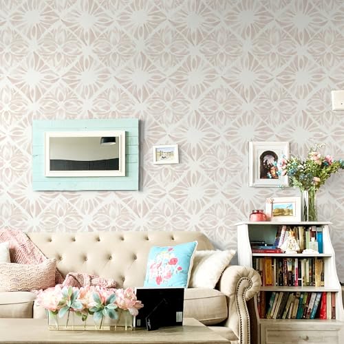 Fiula Geometric Peel and Stick Wallpaper boho78.7 x17.3 White and Pink Wallpaper White Contact Paper Removable Wall Paper for Bedroom Waterproof Removable Shelf Liner Decal Vinyl Roll - Image 3