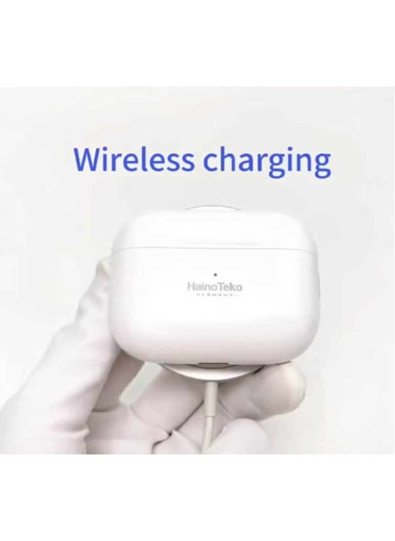 Haino Teko Bluetooth Earphones with Active Noise Cancellation, Enhanced Bass, Clear Microphone, and Touch Controls – Compatible with iPhones and iPads – White Wireless Earbuds for Music, Calls, and Comfort - Image 4